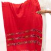 Red Handcrafted Kullu Shawl with 3-Stripe Design (Cashmilone) - Image 4