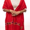 Red Handcrafted Kullu Shawl with 1-Stripe Design (Cashmilone) - Image 2