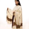 Soft White Woolen Shawl with Delicate Butterfly Design