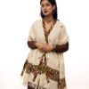 Soft White Woolen Shawl with Delicate Butterfly Design - Image 5