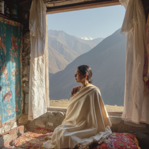 Ladakhi Pashmina Shawl – Cream Kullu Border